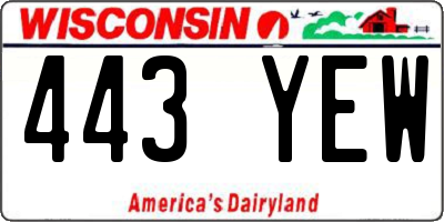 WI license plate 443YEW