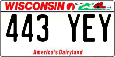WI license plate 443YEY