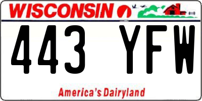 WI license plate 443YFW
