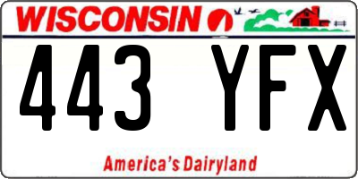 WI license plate 443YFX