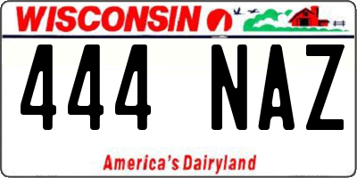 WI license plate 444NAZ