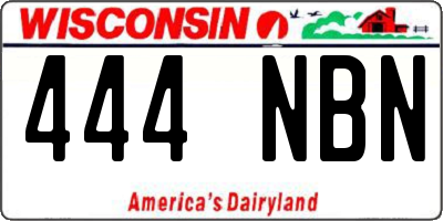 WI license plate 444NBN