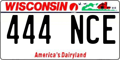 WI license plate 444NCE