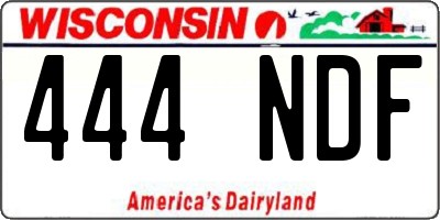 WI license plate 444NDF