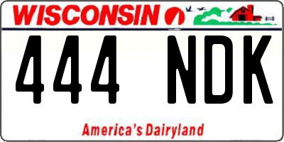 WI license plate 444NDK