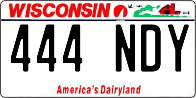 WI license plate 444NDY