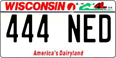 WI license plate 444NED