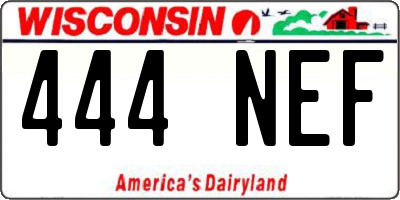 WI license plate 444NEF
