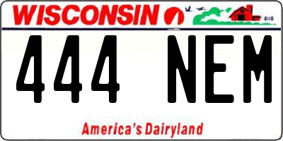 WI license plate 444NEM