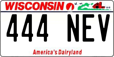 WI license plate 444NEV