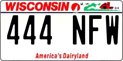 WI license plate 444NFW