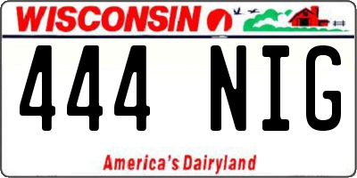 WI license plate 444NIG