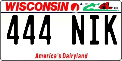 WI license plate 444NIK