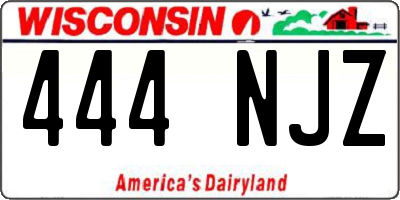 WI license plate 444NJZ
