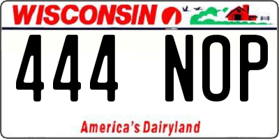 WI license plate 444NOP