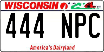 WI license plate 444NPC