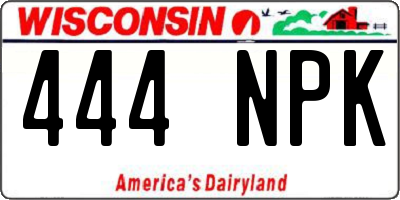 WI license plate 444NPK