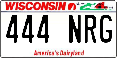 WI license plate 444NRG