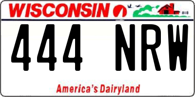 WI license plate 444NRW