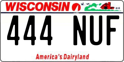 WI license plate 444NUF