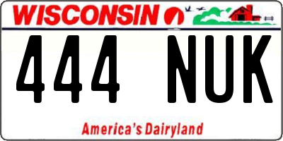 WI license plate 444NUK