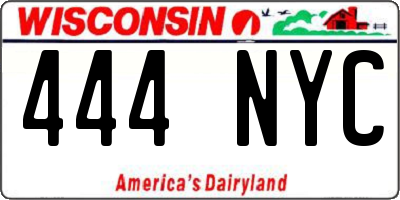 WI license plate 444NYC