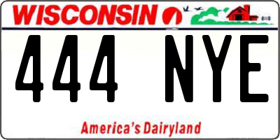 WI license plate 444NYE