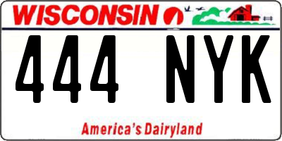 WI license plate 444NYK