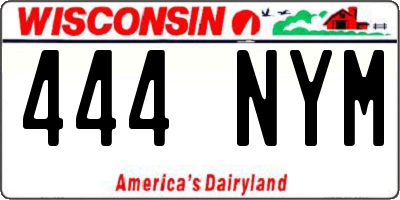 WI license plate 444NYM