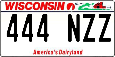 WI license plate 444NZZ
