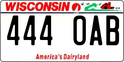 WI license plate 444OAB