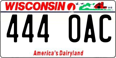 WI license plate 444OAC