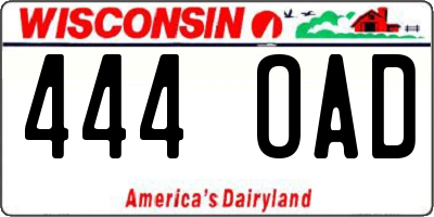 WI license plate 444OAD