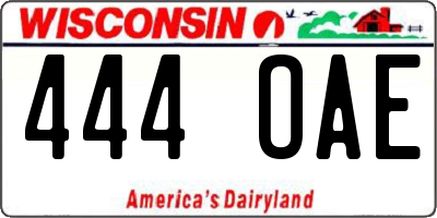 WI license plate 444OAE