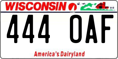 WI license plate 444OAF