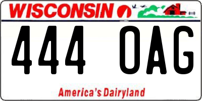 WI license plate 444OAG
