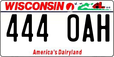 WI license plate 444OAH