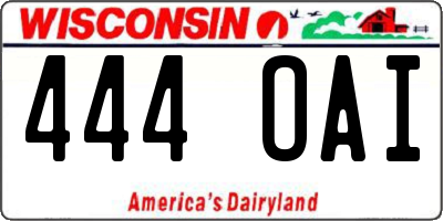 WI license plate 444OAI