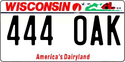 WI license plate 444OAK