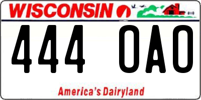 WI license plate 444OAO