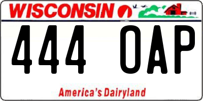 WI license plate 444OAP