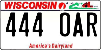 WI license plate 444OAR
