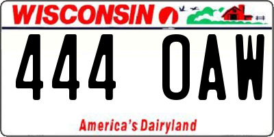 WI license plate 444OAW
