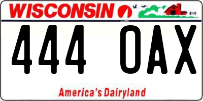 WI license plate 444OAX