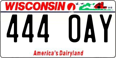 WI license plate 444OAY