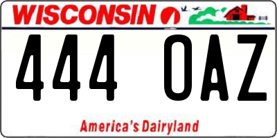 WI license plate 444OAZ