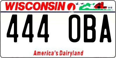 WI license plate 444OBA