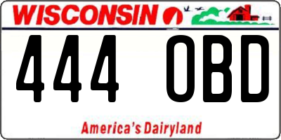 WI license plate 444OBD