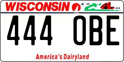 WI license plate 444OBE