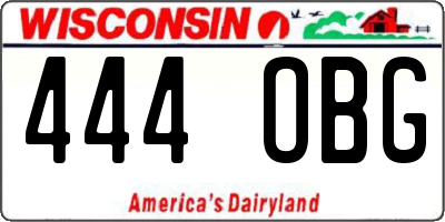 WI license plate 444OBG